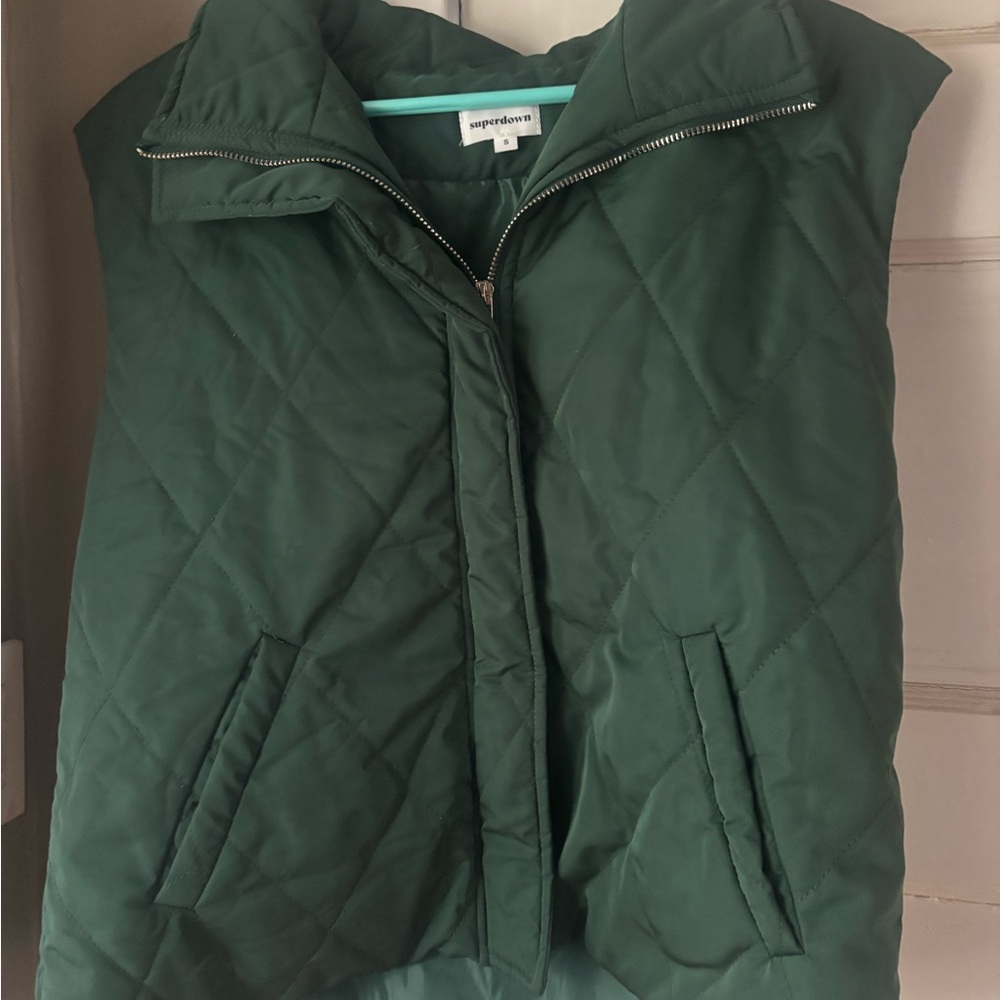 Superdown Forest Green Quilted Vest